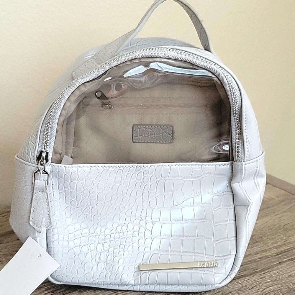 Kensie Gray Snakeskin Mini Backpack — image 2 of 8